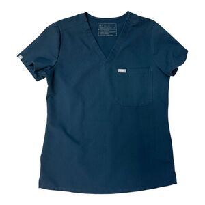 FIGS Catarina One Pocket Scrub Top XS Dark Gray Blue Short Sleeve